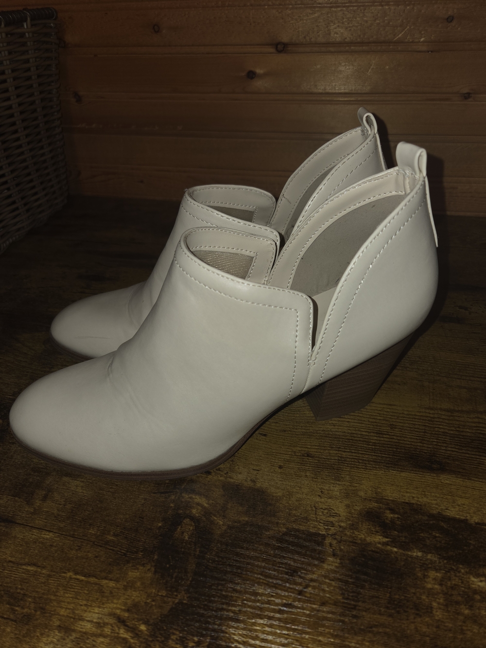 Women's White Cutout Ankle Booties - Chic Heeled Fashion